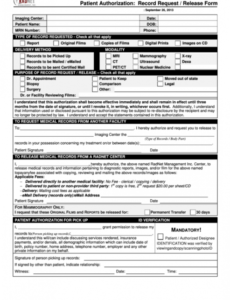 Professional Dental Records Release Form Template Pdf