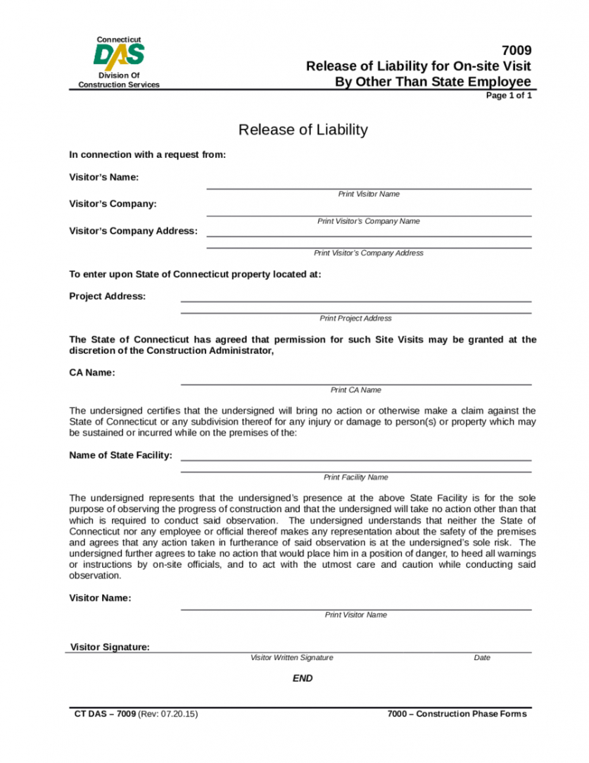 Property Liability Release Form Template Doc Example