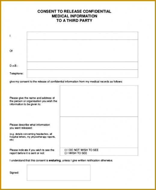 Release Of Information Form Counseling Template Excel Example