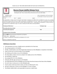 Sports Release Of Liability Form Template Doc Example