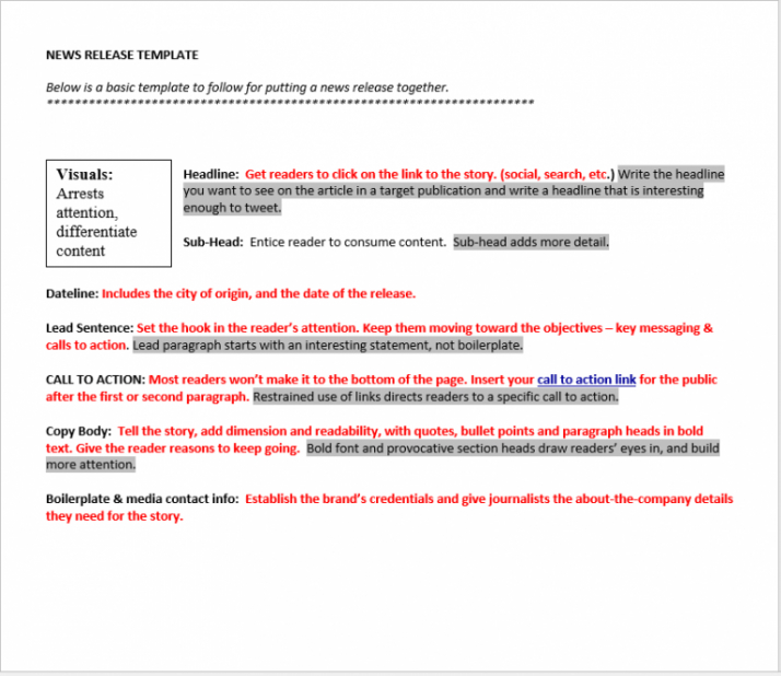 Best Best Press Release Template  Example