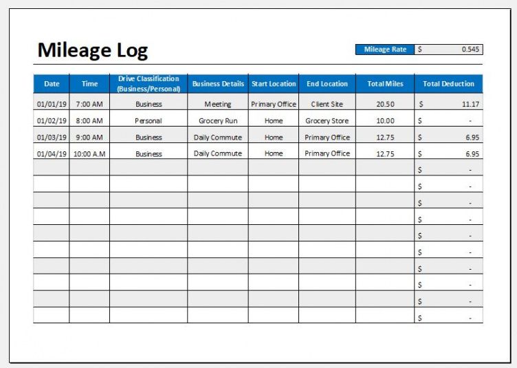 Free Gas Mileage Expense Report Template  Sample