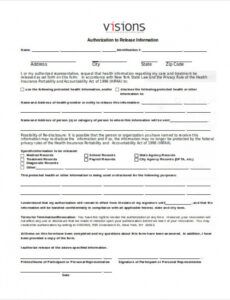 Printable Authorization For Release Of Medical Information Template Excel