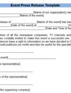 Professional Best Press Release Template Doc Example