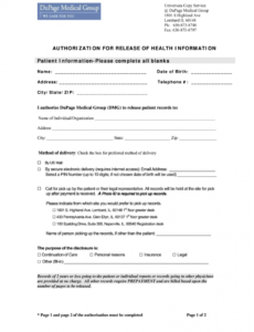 Professional Consent For Release Of Medical Information Template