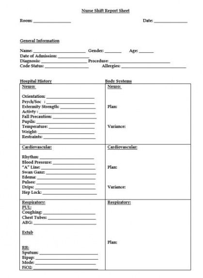 Professional Shift To Shift Report Template  Sample