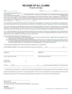 Property Damage Settlement Agreement And Release Template Excel Sample