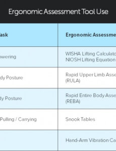 Best Ergonomic Evaluation Report Template Excel Sample
