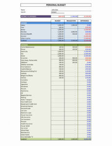 Costum Personal Budget Report Template Doc Example
