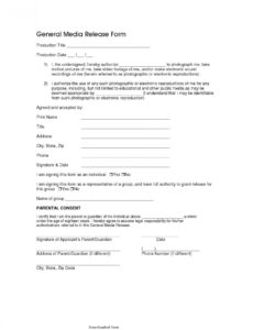 Costum Standard Media Release Form Template Pdf