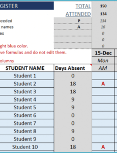 Free Student Attendance Report Template  Example