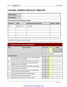 Lessons Learned Report Template