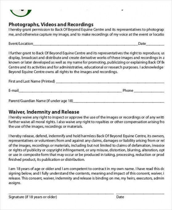 Best Photo Release Form Template Excel Example
