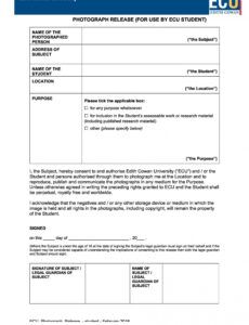 Costum Photo Release Form Template Excel Sample