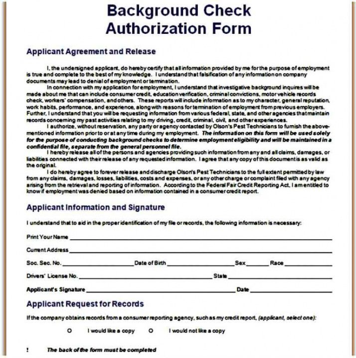 Free Background Check Release Template Word Example