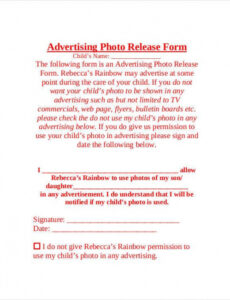 Professional Photo Release Form Template Pdf Example