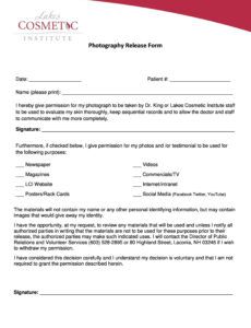 Best Waiver For Photography Release Template Excel Sample