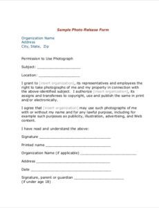 Costum Waiver For Photography Release Template  Sample
