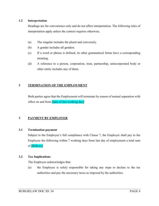 Editable Employment Termination Release Template Word Sample
