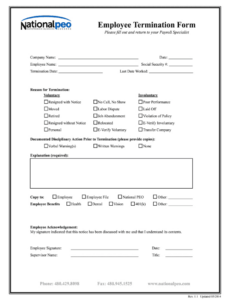 Employment Termination Release Template