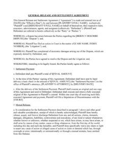 Free Settlement Agreement And Release Template Pdf