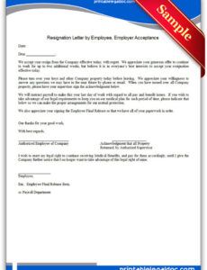 Printable Resignation Letter Early Release Template Doc Sample