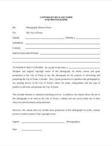 Professional Waiver For Photography Release Template Pdf Sample
