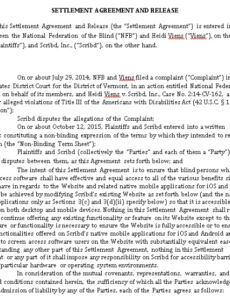 Settlement Agreement And Release Template Excel Example