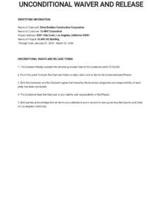 Printable Video Unconditional Final Release Template Doc