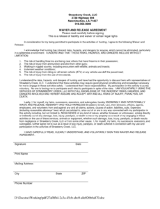Costum Liability Release Form Template Pdf Example