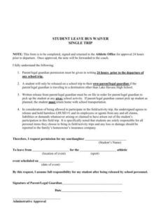 Editable Transportation Release Form Template