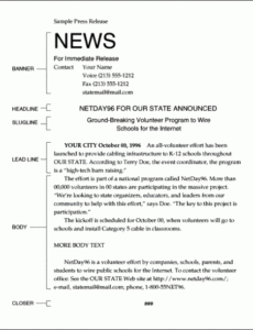 Professional Event Press Release Template Doc Example