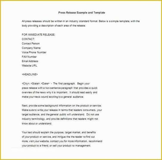 Professional Event Press Release Template Excel