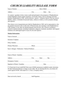 Professional Transportation Release Form Template Word