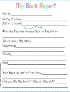 2Nd Grade Book Report Template Excel Sample