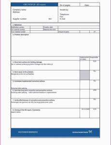 8D Failure Analysis Report Template Doc