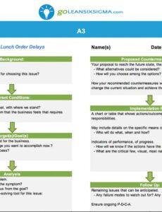 Best A3 Project Status Report Template Word Sample