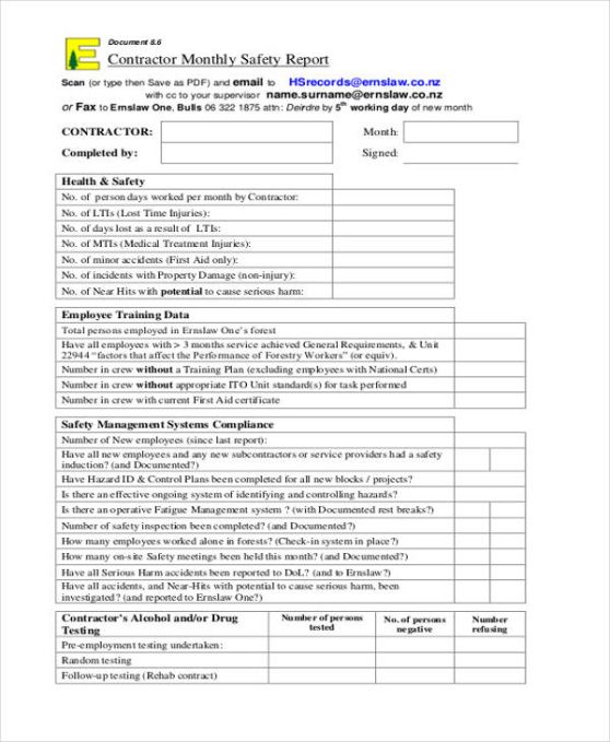 Best Health And Safety Report Template