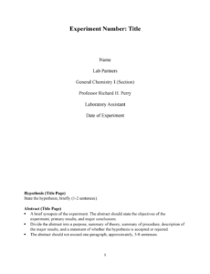Best Lab Report Cover Page Template  Sample