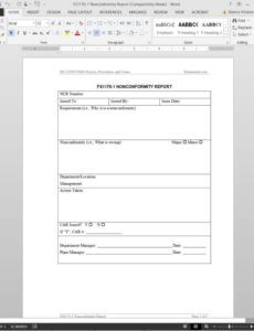 Best Manufacturing Non Conformance Report Template  Example