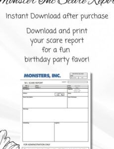 Best Monsters Inc Scare Report Template Excel