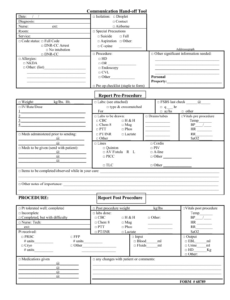 Best Nursing Change Of Shift Report Template Word Example