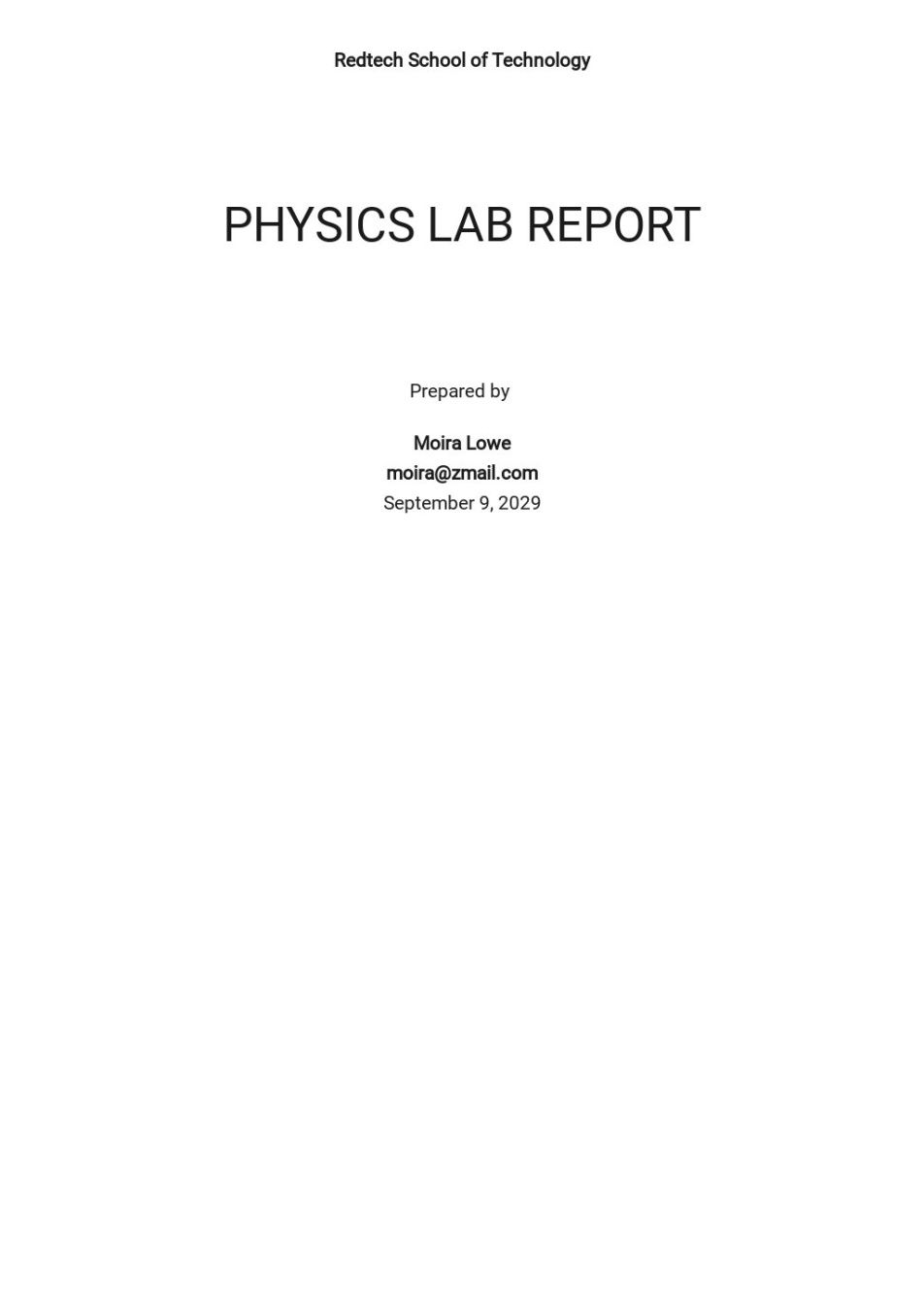 Best Title Page Lab Report Template Excel Sample
