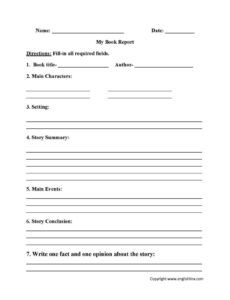 Blank 5Th Grade Book Report Template Excel Sample