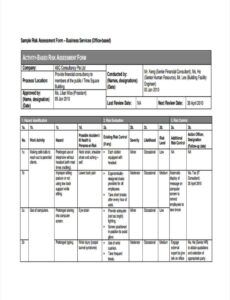 Blank Example Of Risk Assessment Report Template Excel Sample