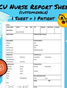 Blank Icu Nurse Report Sheet Template Excel Example