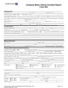 Blank Motor Accident Report Form Template Word Example