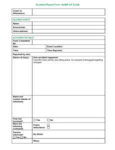 Company Car Accident Report Template  Sample
