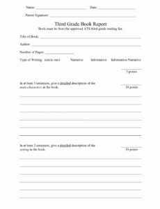 Costum 5Th Grade Book Report Template Doc