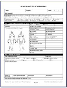 Costum Accident Incident Investigation Report Template Word Sample